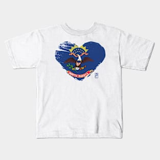 U.S. State - I Love North Dakota - North Dakota Flag Kids T-Shirt